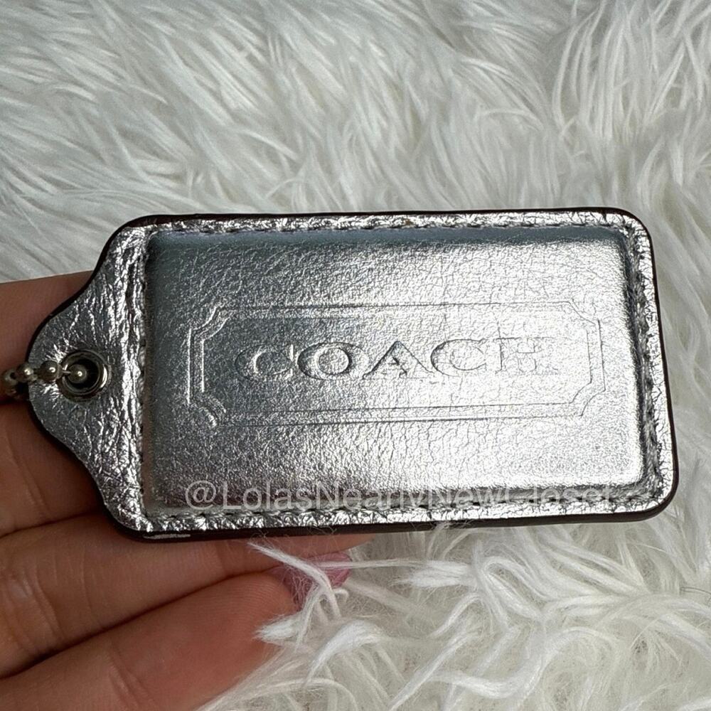 2.5" COACH Silver Fob Bag Charm Hang tag Hangtag